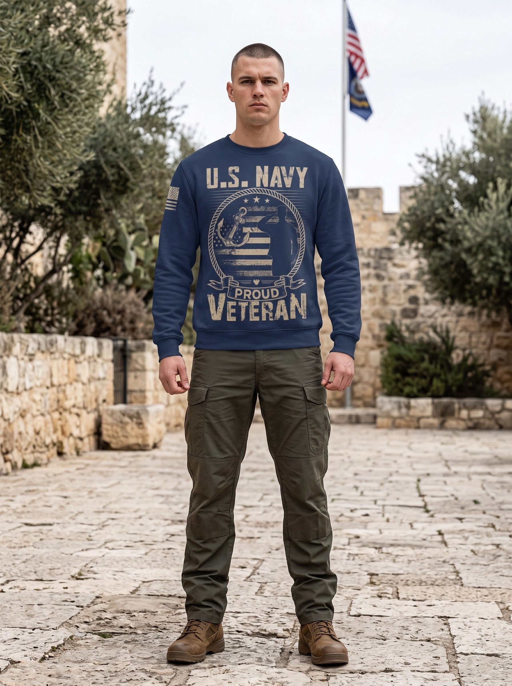 American Veteran Faith Shirt — Jesus Christ Veteran Graphic T-Shirt — Sweatshirt — Hoodie & Zip Hood - Custom Fan Apparel Image 4