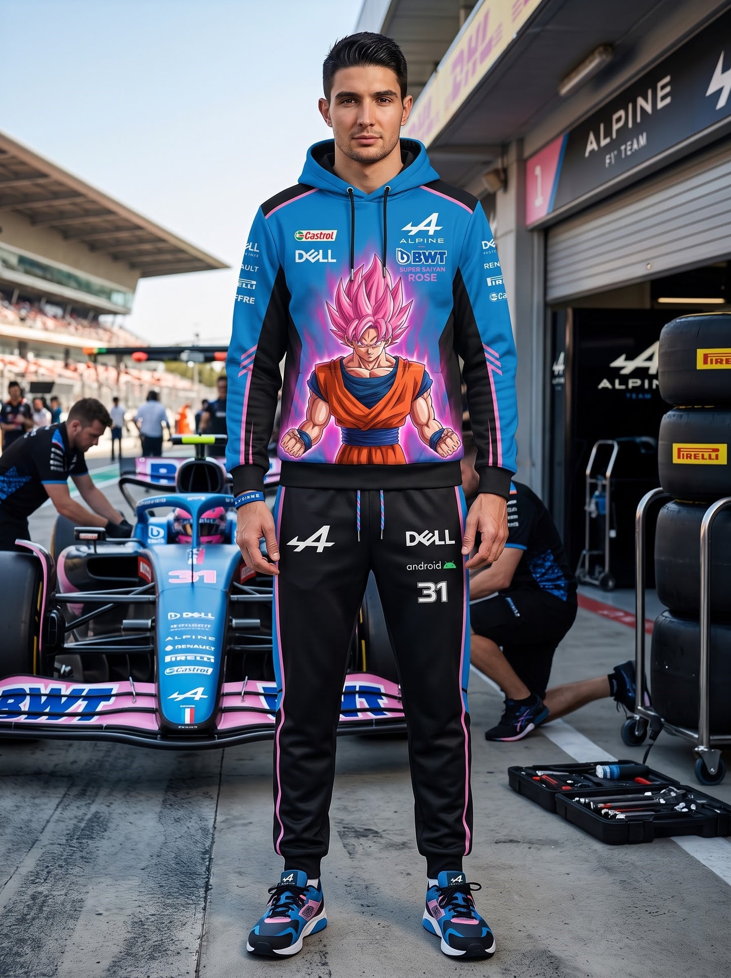 Sport Racing F1 x Son Goku Set — Hoodie & Sweatpants | 11 Formula Team Inspired Dragon Style