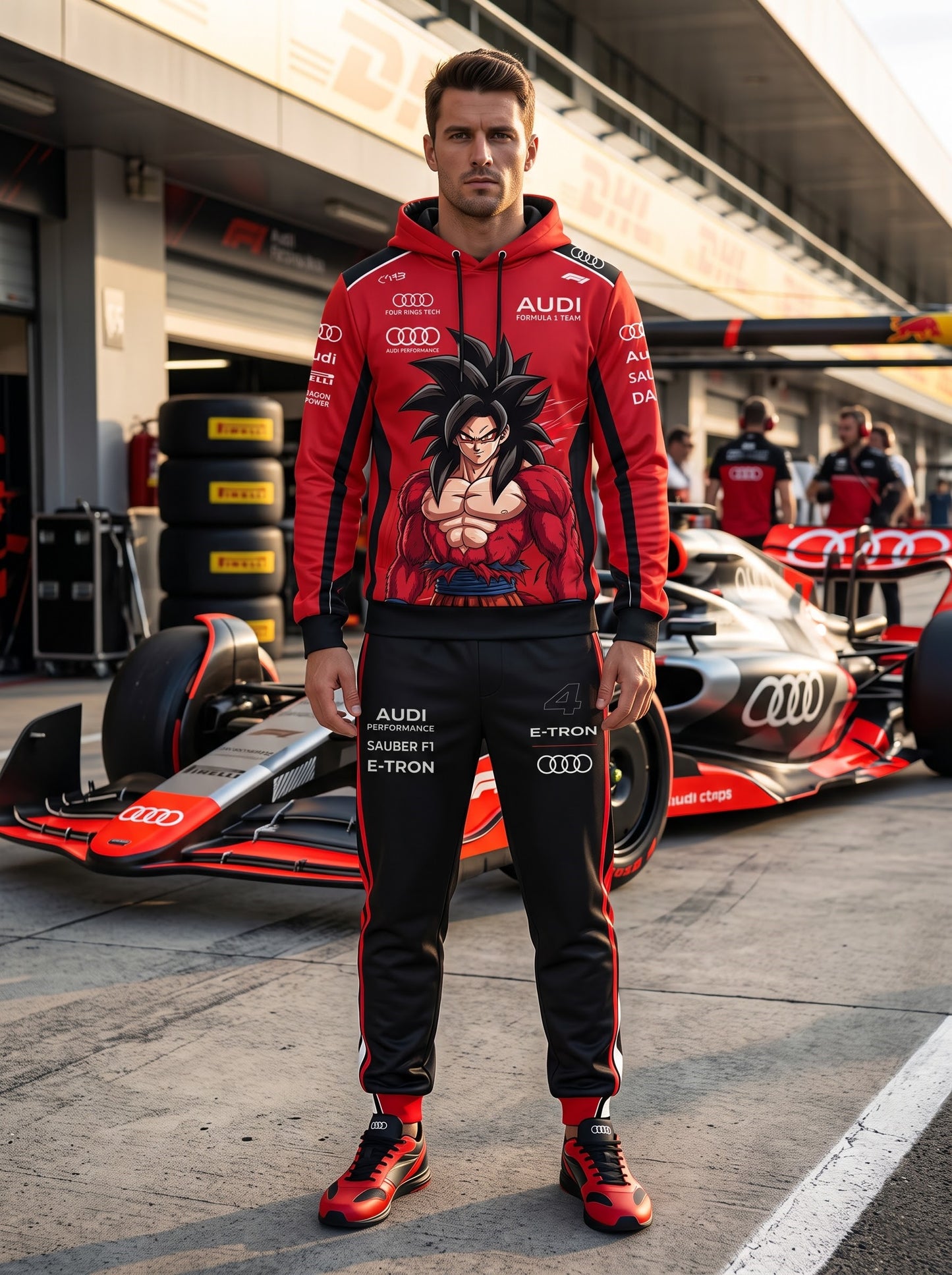 Sport Racing F1 x Son Goku Set — Hoodie & Sweatpants | 11 Formula Team Inspired Dragon Style