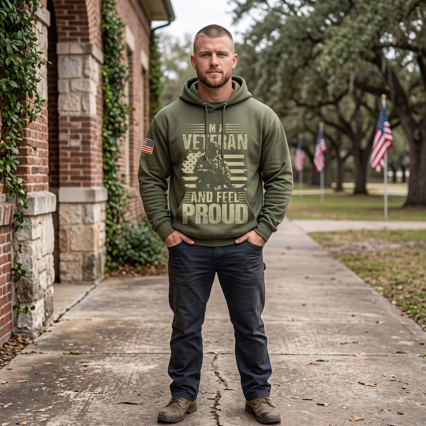American Veteran Faith Shirt — Jesus Christ Veteran Graphic T-Shirt — Sweatshirt — Hoodie & Zip Hood - Custom Fan Apparel Image 6