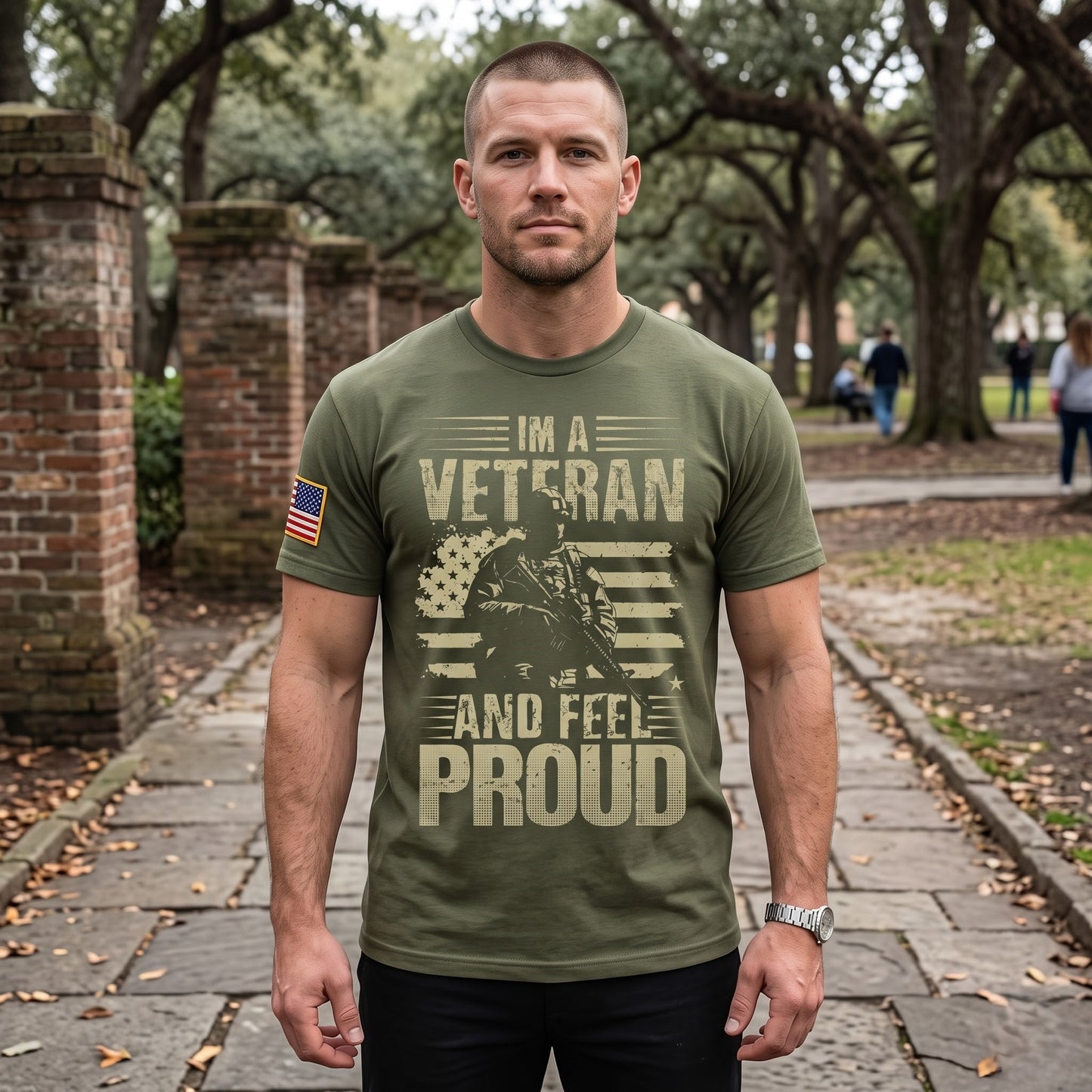 American Veteran Faith Shirt — Jesus Christ Veteran Graphic T-Shirt — Sweatshirt — Hoodie & Zip Hood - Custom Fan Apparel Image 2