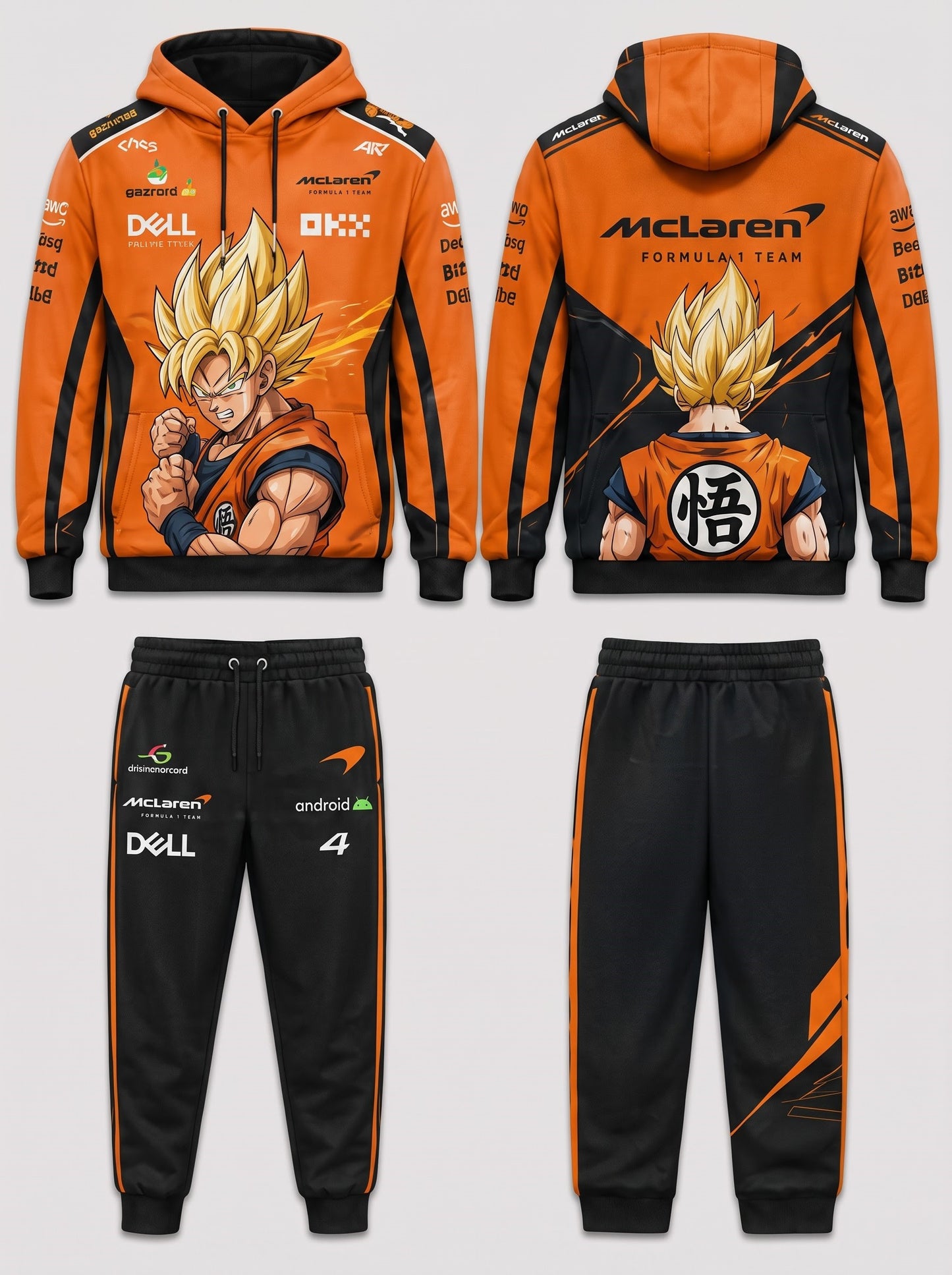 Sport Racing F1 x Son Goku Set — Hoodie & Sweatpants | 11 Formula Team Inspired Dragon Style