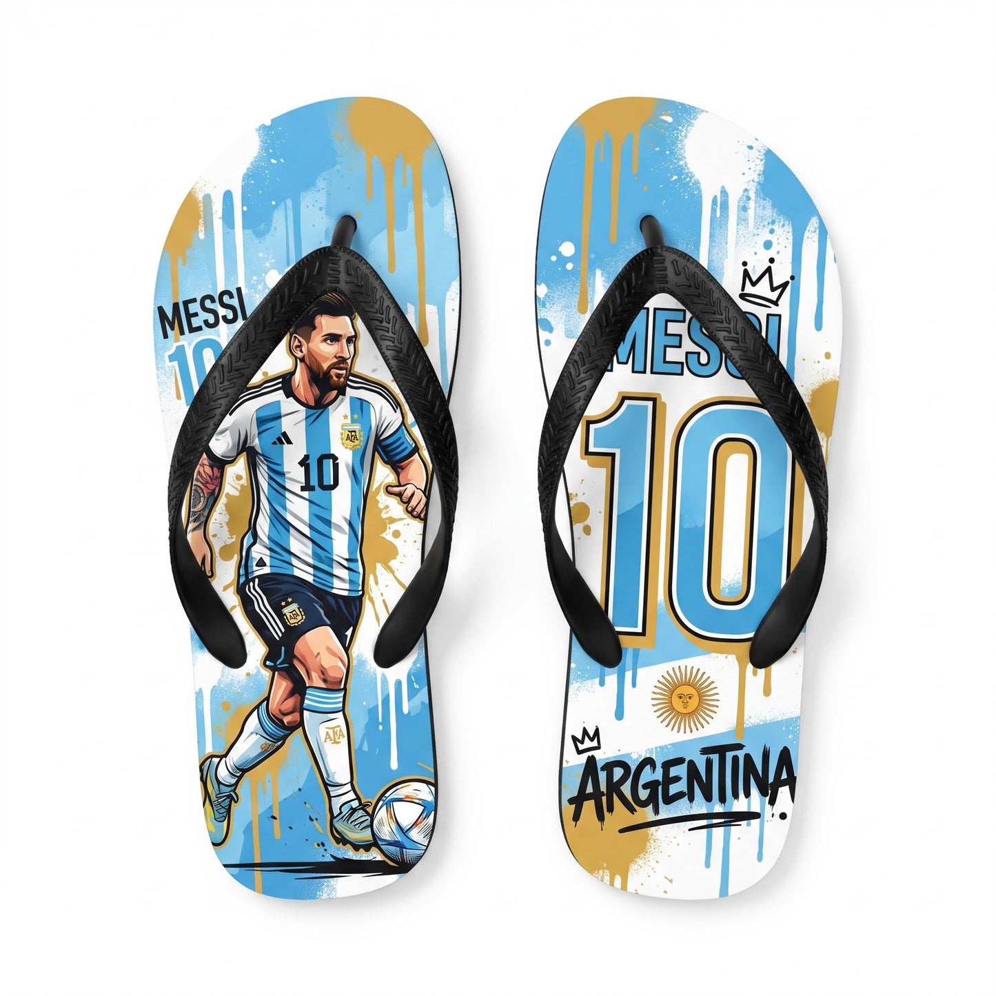 Argentina No.10 Legend Flip-Flops | Special Football Fan Sandals, Iconic Soccer Summer Beach Slippers