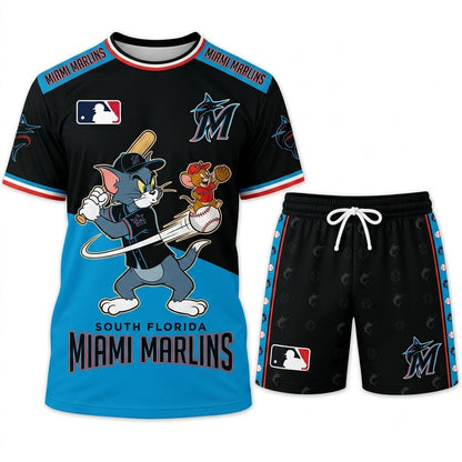 All USA Baseball Teams Inspired Fan Set, Graphic T-Shirt And Shorts Combo Outfit
