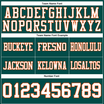 Custom Midnight Green White-Orange Authentic Football Jersey