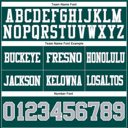 Custom Midnight Green Gray-White Authentic Football Jersey