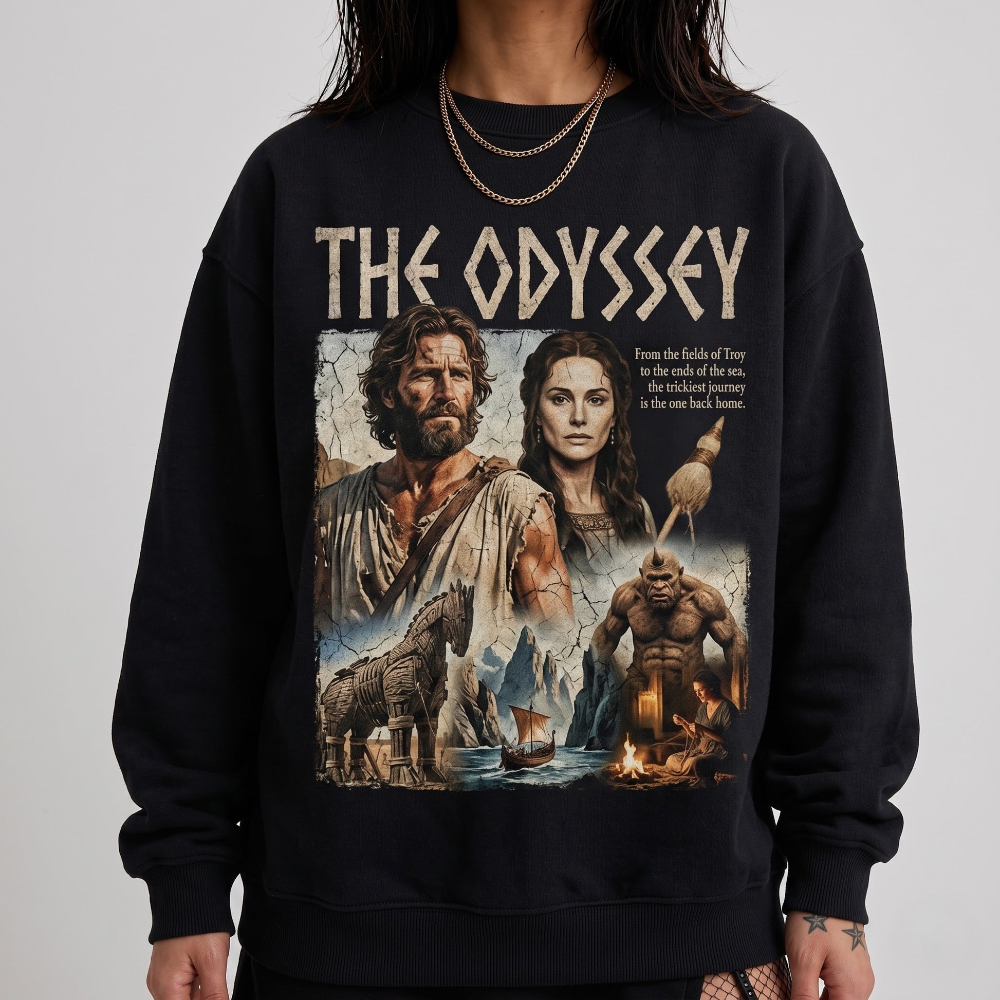 Greek Mythology Graphic Shirt — The Odyssey Inspired T-Shirt — Sweatshirt — Hoodie & Zip Hoodie — An - Custom Fan Apparel Image 4