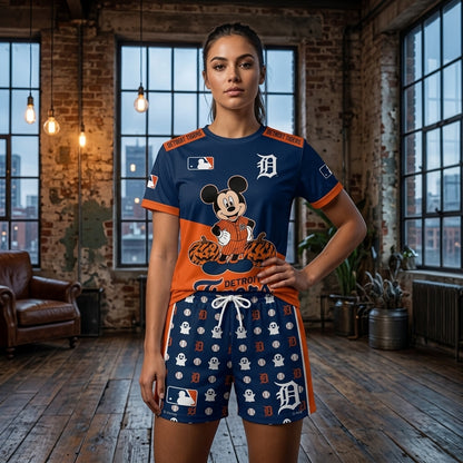 Halloween Baseball Fan T-Shirt And Shorts Set, Cartoon Mouse Sport Outfit | 30 Teams Available