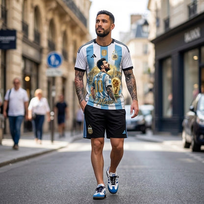 Special Edition Football Legend T-Shirt + Shorts Set, Pink Soccer Fan Outfit