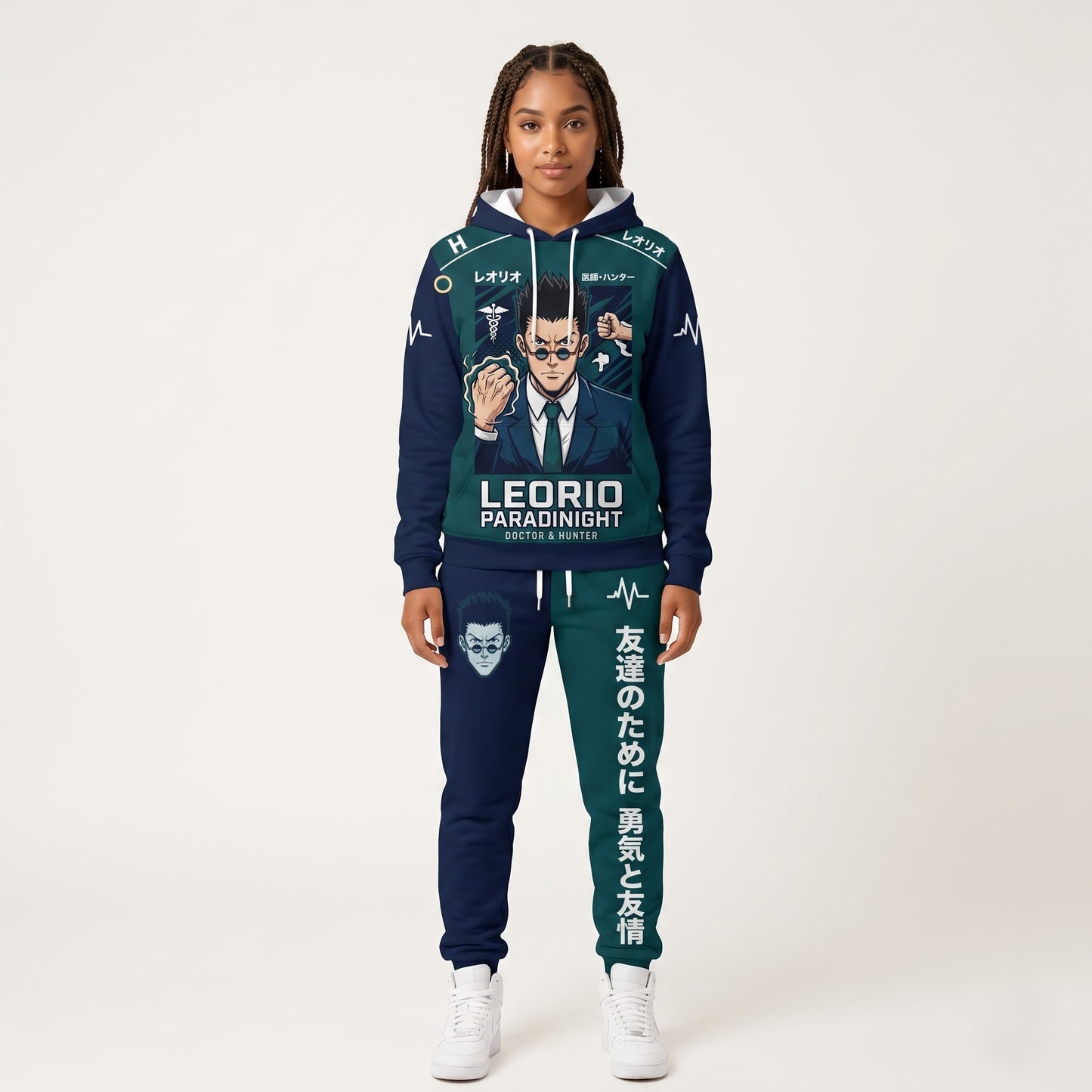 Anime Hunter Hoodie & Sweatpants Set — Manga Inspired Tracksuit — Character Graphic Jogger Set for A - Custom Fan Apparel Image 12