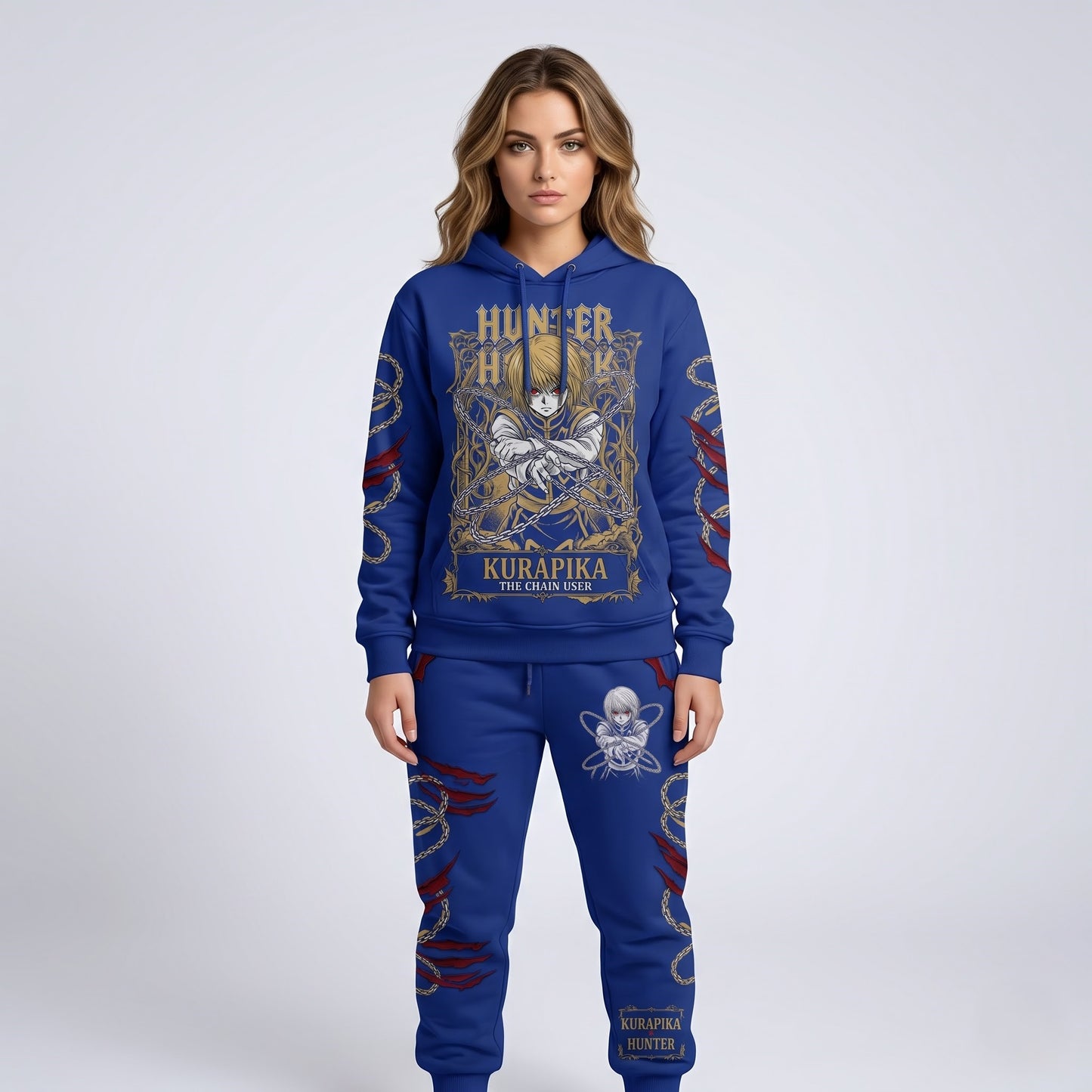 Anime Hunter Hoodie & Sweatpants Set — Manga Inspired Tracksuit — Character Graphic Jogger Set for A - Custom Fan Apparel Image 10