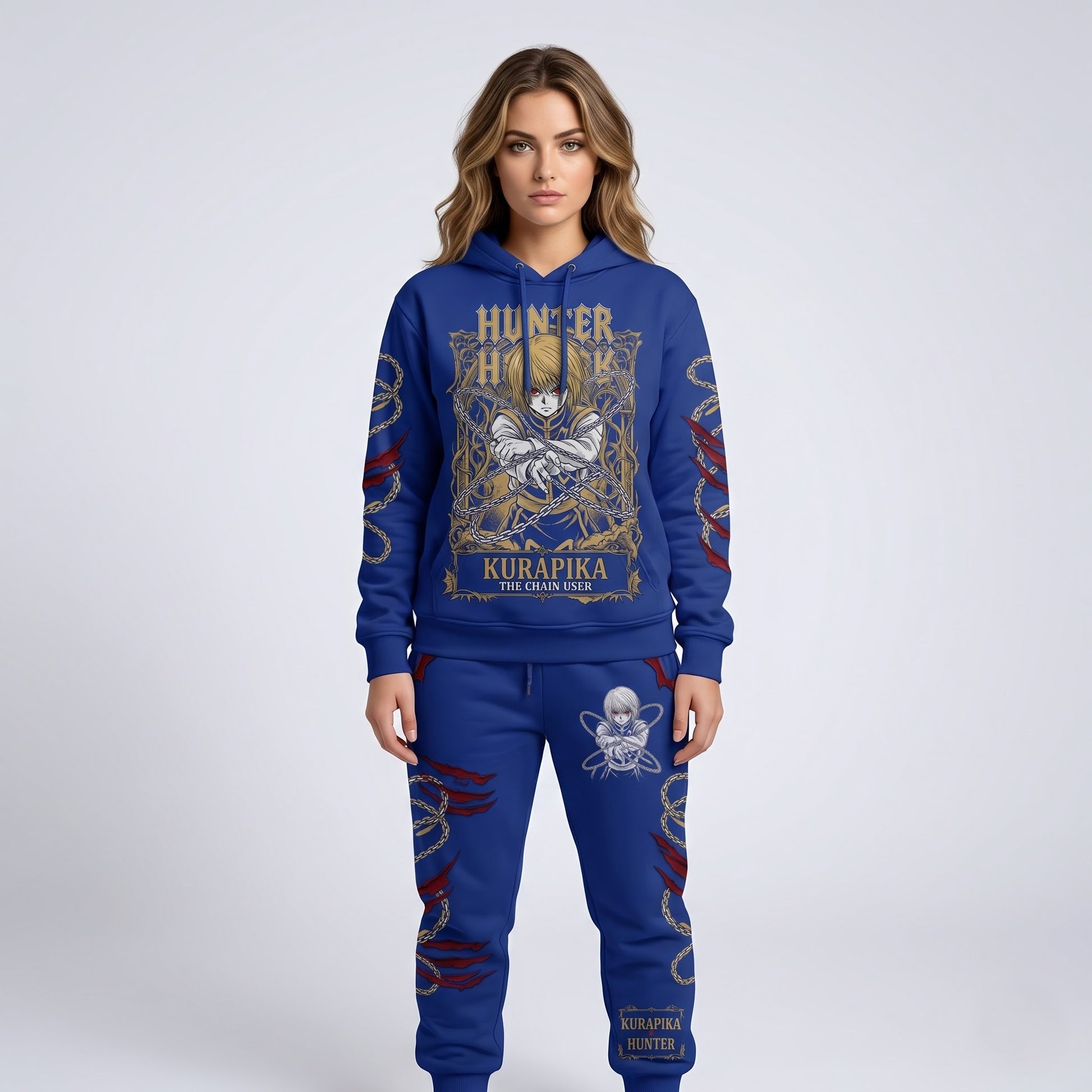 Anime Hunter Hoodie & Sweatpants Set — Manga Inspired Tracksuit — Character Graphic Jogger Set for A - Custom Fan Apparel Image 10