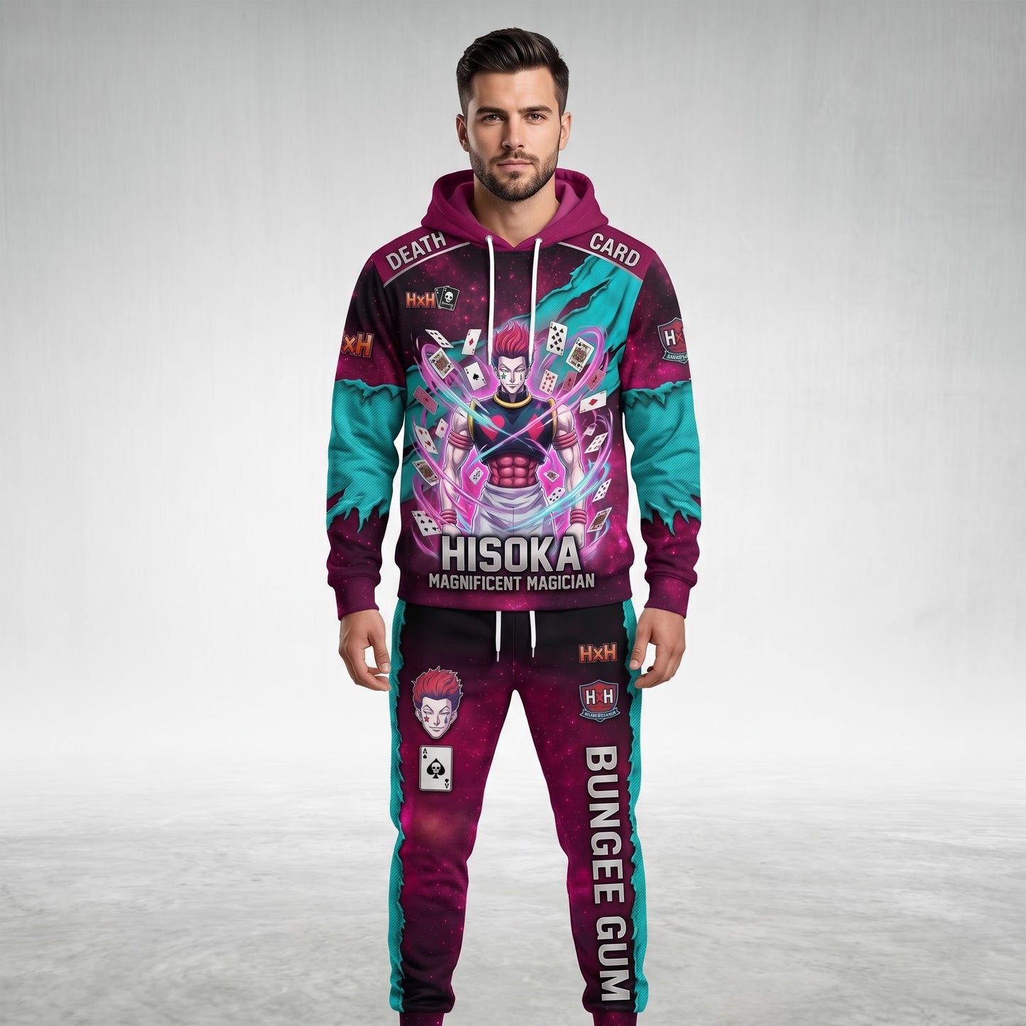 Anime Hunter Hoodie & Sweatpants Set — Manga Inspired Tracksuit — Character Graphic Jogger Set for A - Custom Fan Apparel Image 6