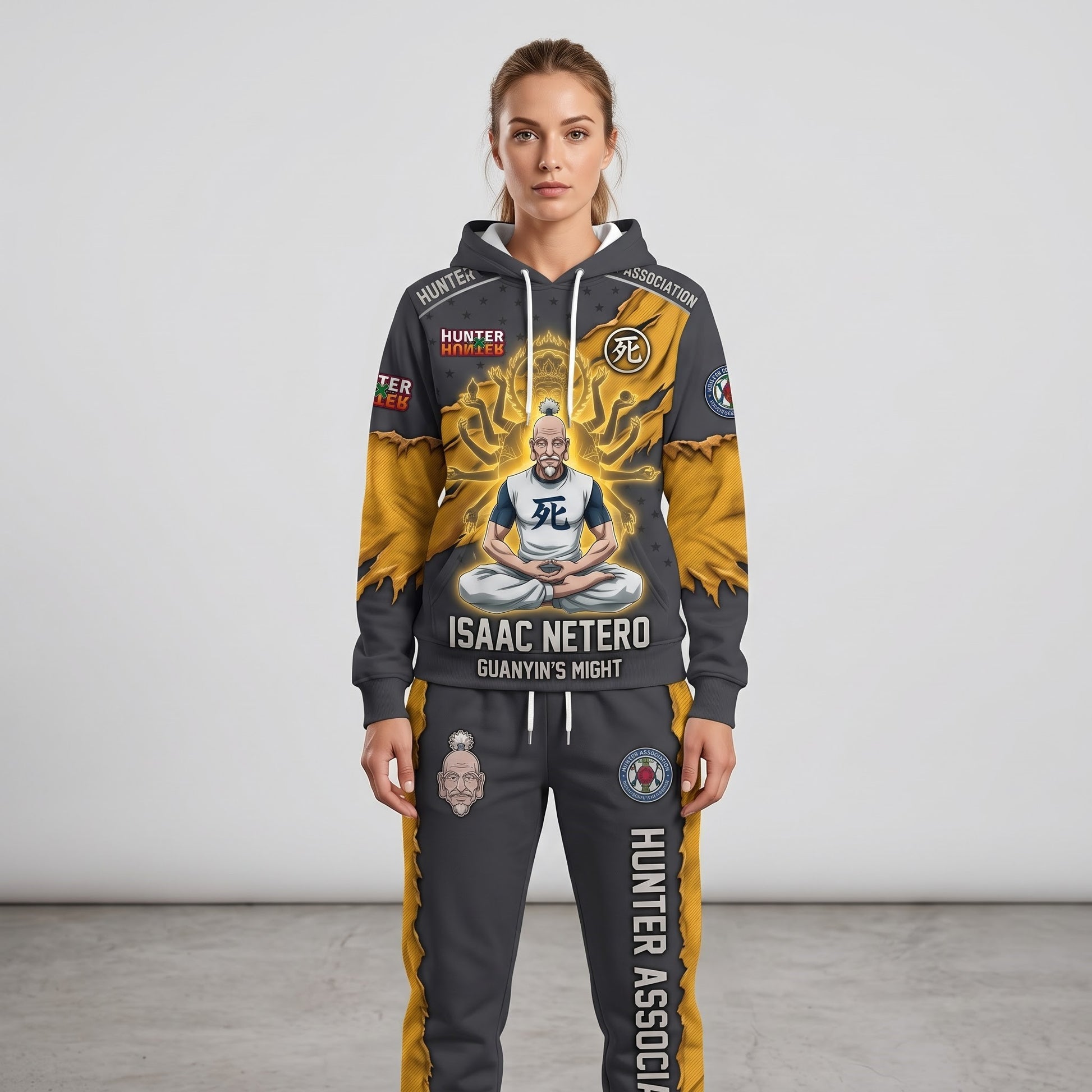 Anime Hunter Hoodie & Sweatpants Set — Manga Inspired Tracksuit — Character Graphic Jogger Set for A - Custom Fan Apparel Image 15