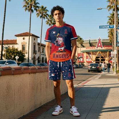 Sport Fan Set T-Shirt + Shorts, Cartoon Dog Baseball Inspired Outfit | All 30 Teams Available