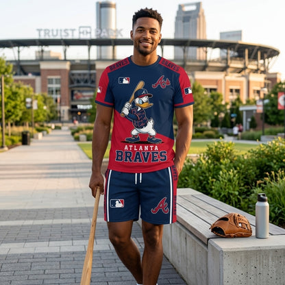 Cartoon Duck Baseball Fan T-Shirt And Shorts Set, Sport Outfit Combo | 30 Teams Available