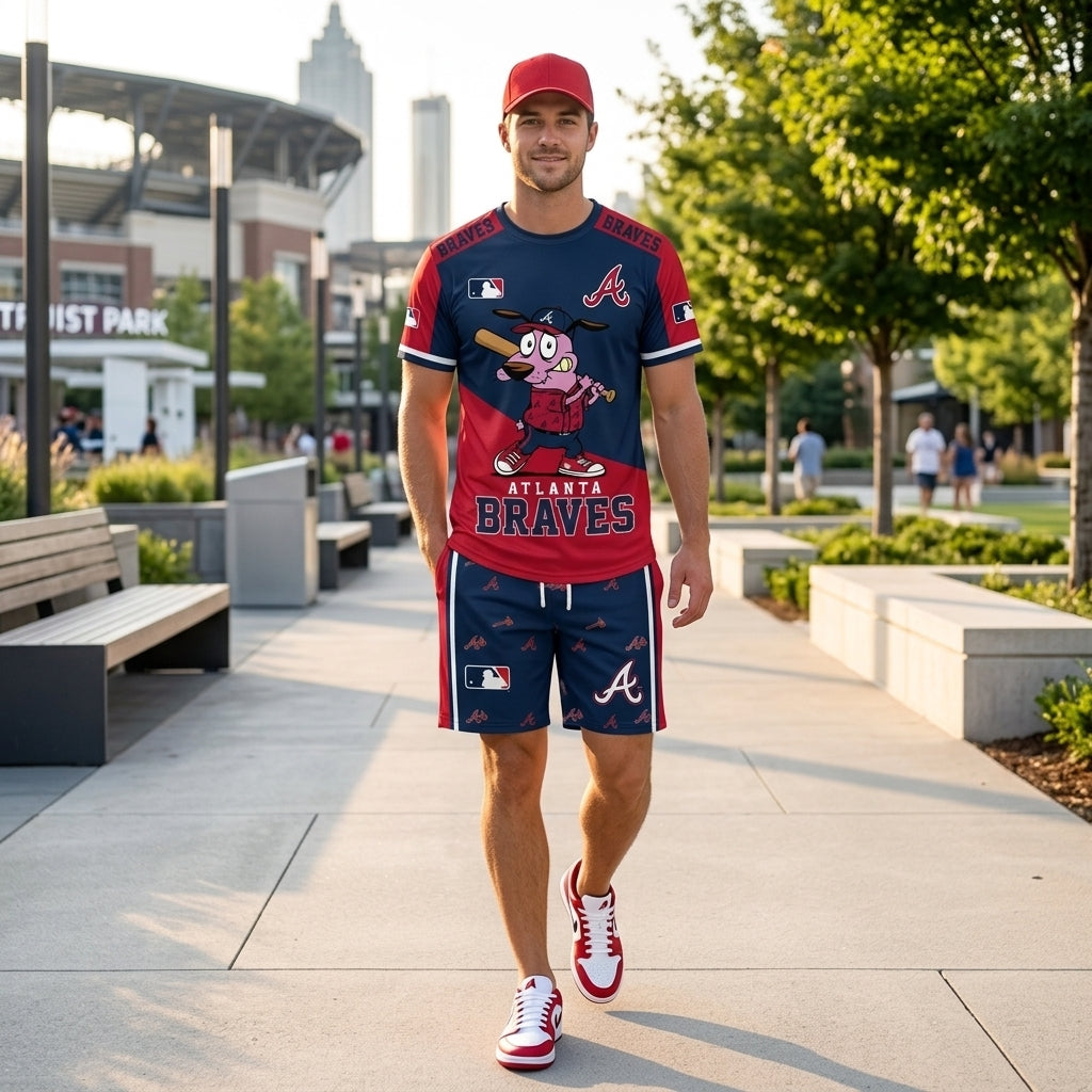 Sport Fan Set T-Shirt + Shorts, Cartoon Dog Baseball Inspired Outfit | All 30 Teams Available