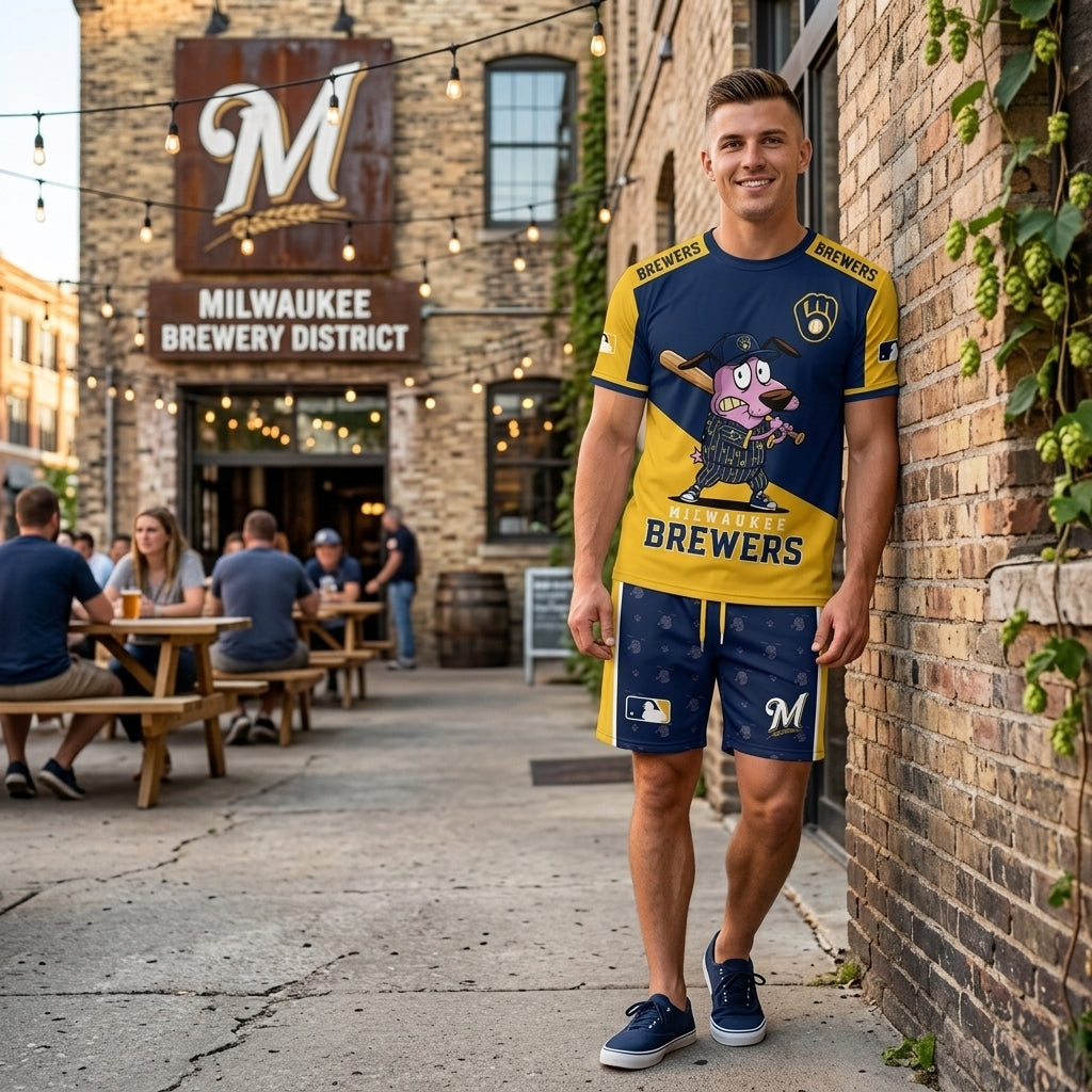 Sport Fan Set T-Shirt + Shorts, Cartoon Dog Baseball Inspired Outfit | All 30 Teams Available