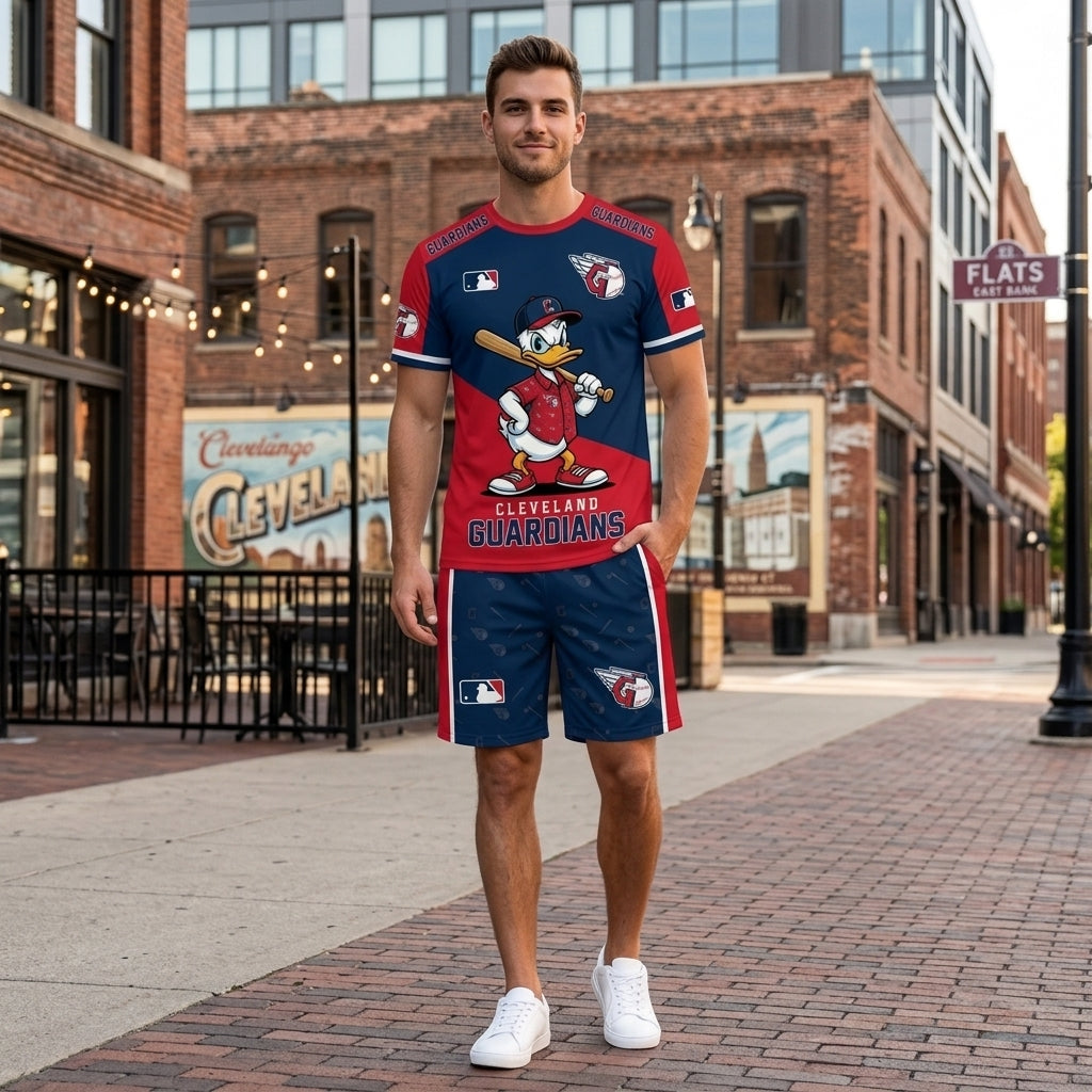 Cartoon Duck Baseball Fan T-Shirt And Shorts Set, Sport Outfit Combo | 30 Teams Available