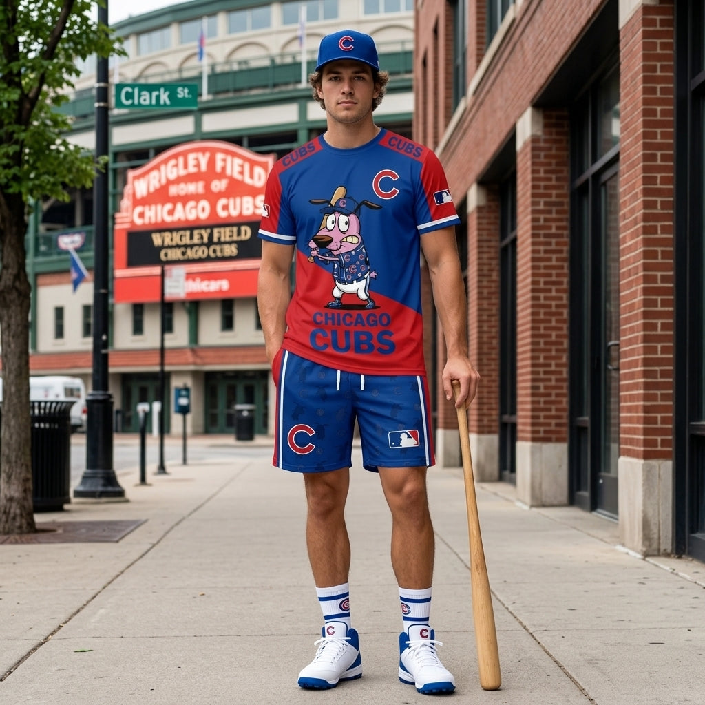Sport Fan Set T-Shirt + Shorts, Cartoon Dog Baseball Inspired Outfit | All 30 Teams Available