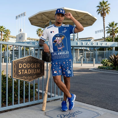 Sport Fan Set T-Shirt + Shorts, Cartoon Dog Baseball Inspired Outfit | All 30 Teams Available