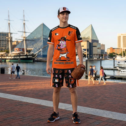 Sport Fan Set T-Shirt + Shorts, Cartoon Dog Baseball Inspired Outfit | All 30 Teams Available