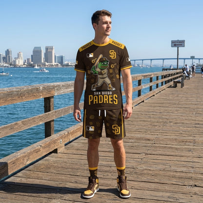 Meme Frog Baseball Fan T-Shirt And Shorts Set, Funny Sport Outfit | 30 Teams Available