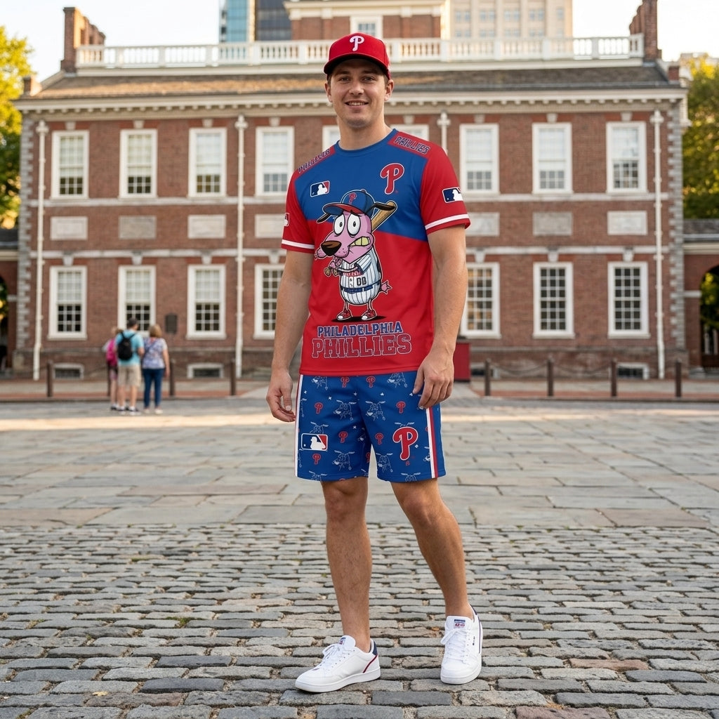 Sport Fan Set T-Shirt + Shorts, Cartoon Dog Baseball Inspired Outfit | All 30 Teams Available