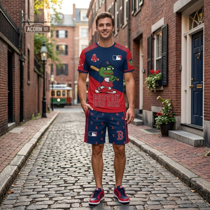 Meme Frog Baseball Fan T-Shirt And Shorts Set, Funny Sport Outfit | 30 Teams Available