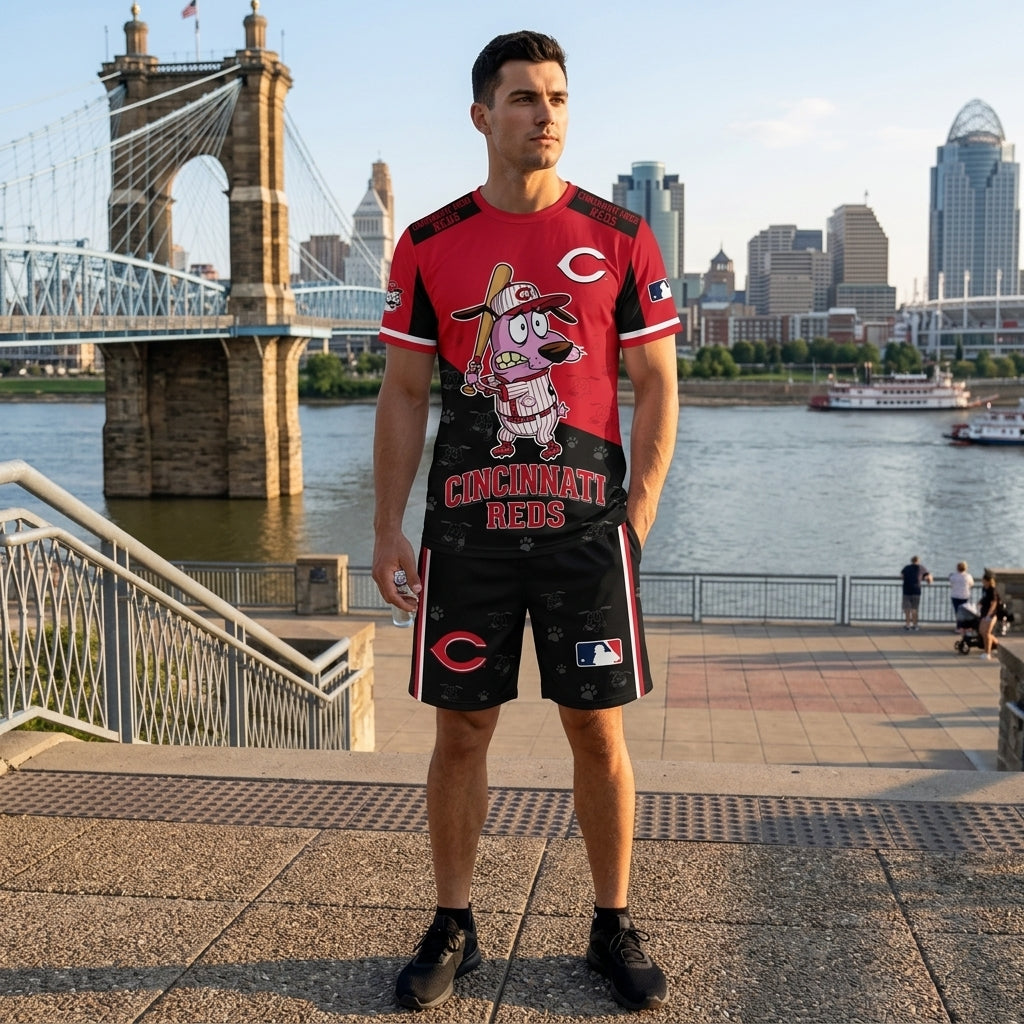 Sport Fan Set T-Shirt + Shorts, Cartoon Dog Baseball Inspired Outfit | All 30 Teams Available