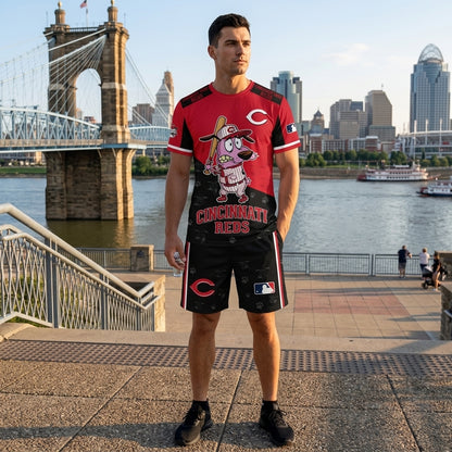 Sport Fan Set T-Shirt + Shorts, Cartoon Dog Baseball Inspired Outfit | All 30 Teams Available