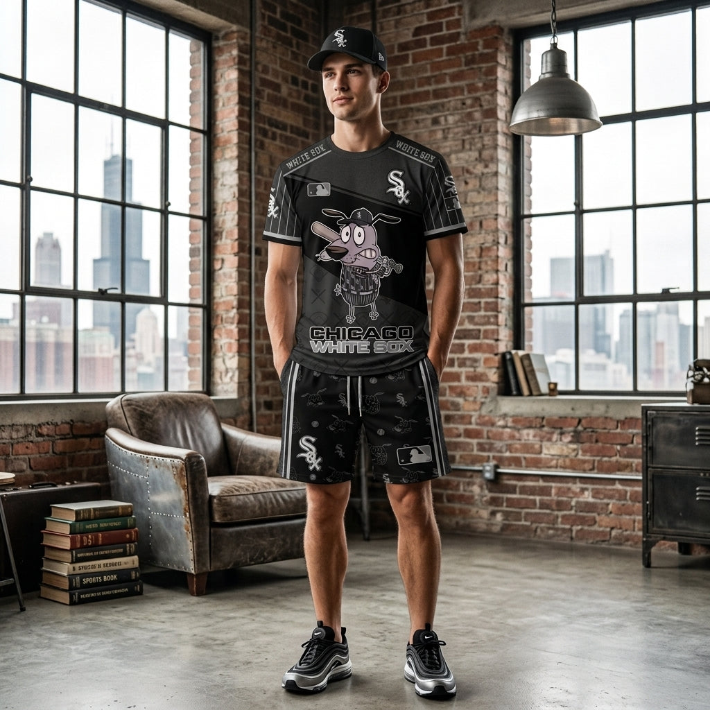 Sport Fan Set T-Shirt + Shorts, Cartoon Dog Baseball Inspired Outfit | All 30 Teams Available