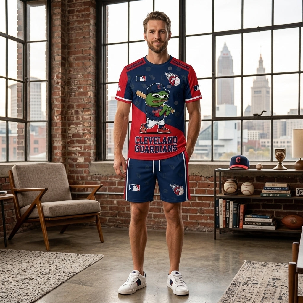 Meme Frog Baseball Fan T-Shirt And Shorts Set, Funny Sport Outfit | 30 Teams Available