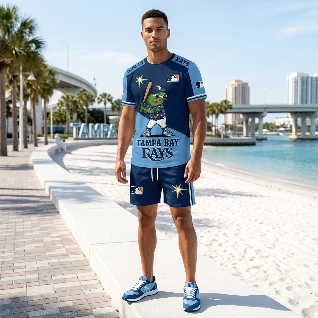 Meme Frog Baseball Fan T-Shirt And Shorts Set, Funny Sport Outfit | 30 Teams Available