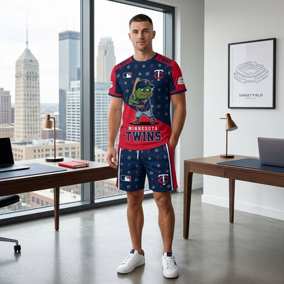 Meme Frog Baseball Fan T-Shirt And Shorts Set, Funny Sport Outfit | 30 Teams Available