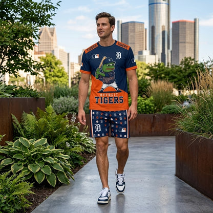 Meme Frog Baseball Fan T-Shirt And Shorts Set, Funny Sport Outfit | 30 Teams Available