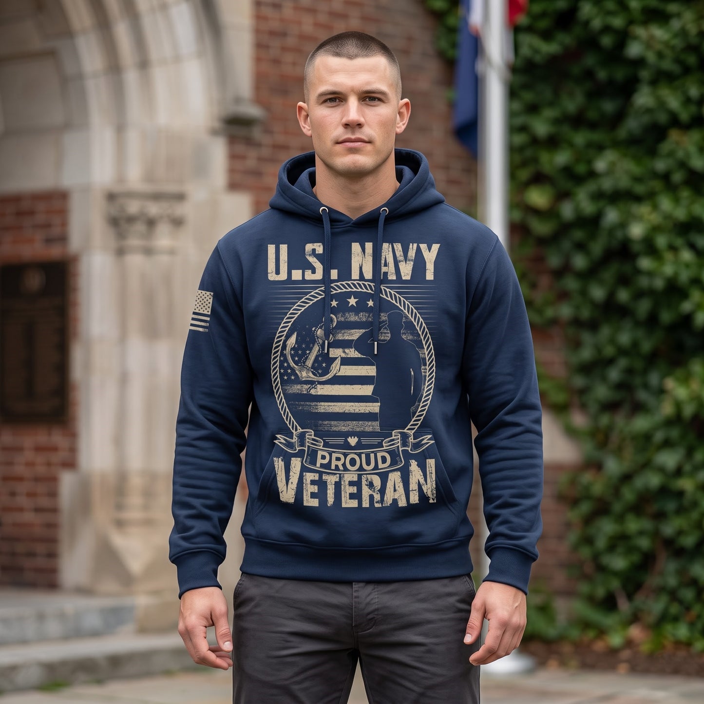 American Veteran Faith Shirt — Jesus Christ Veteran Graphic T-Shirt — Sweatshirt — Hoodie & Zip Hood - Custom Fan Apparel Image 6