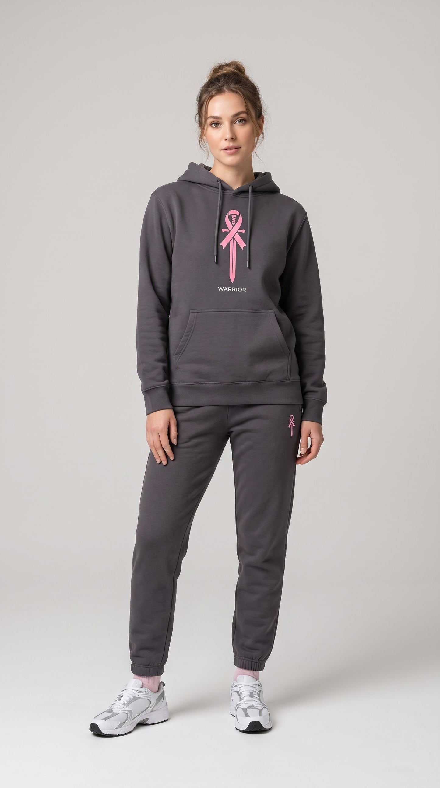 Pink Ribbon Hoodie & Sweatpants Set, Breast Cancer Awareness Tracksuit, Hope Support Outfit Hoodie & Sweatpants Set — 8 Styles