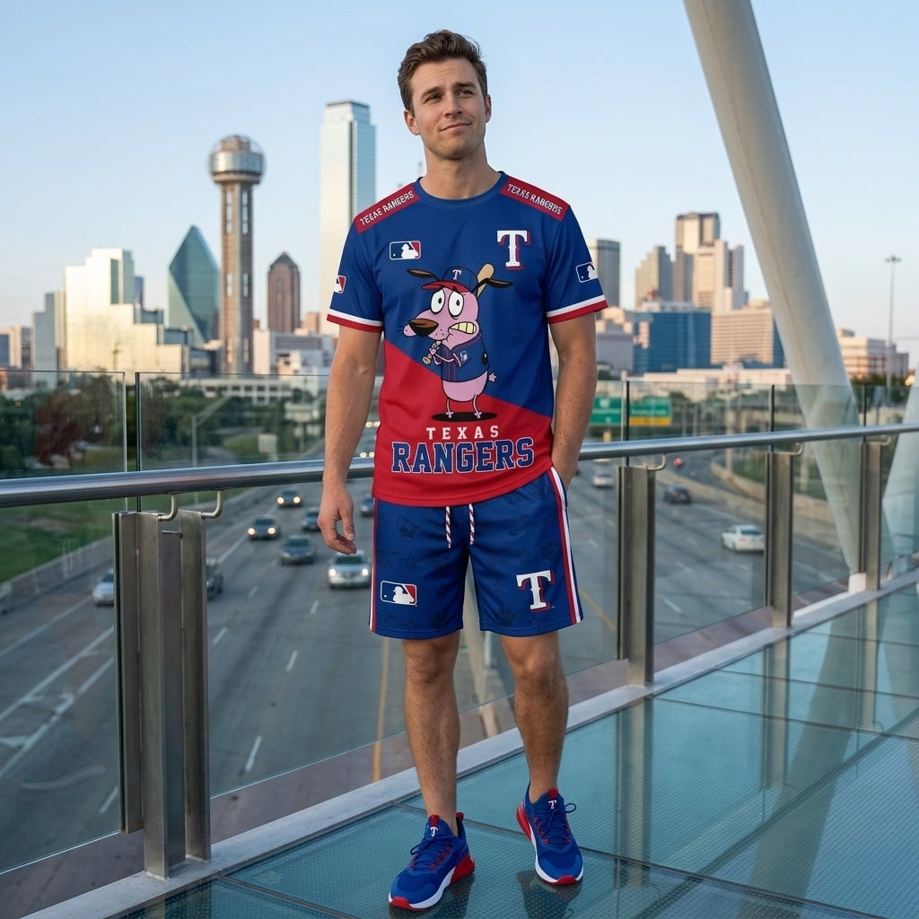 Sport Fan Set T-Shirt + Shorts, Cartoon Dog Baseball Inspired Outfit | All 30 Teams Available