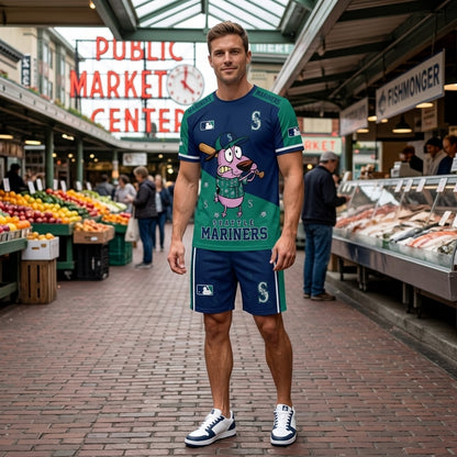 Sport Fan Set T-Shirt + Shorts, Cartoon Dog Baseball Inspired Outfit | All 30 Teams Available