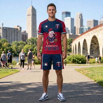 Sport Fan Set T-Shirt + Shorts, Cartoon Dog Baseball Inspired Outfit | All 30 Teams Available
