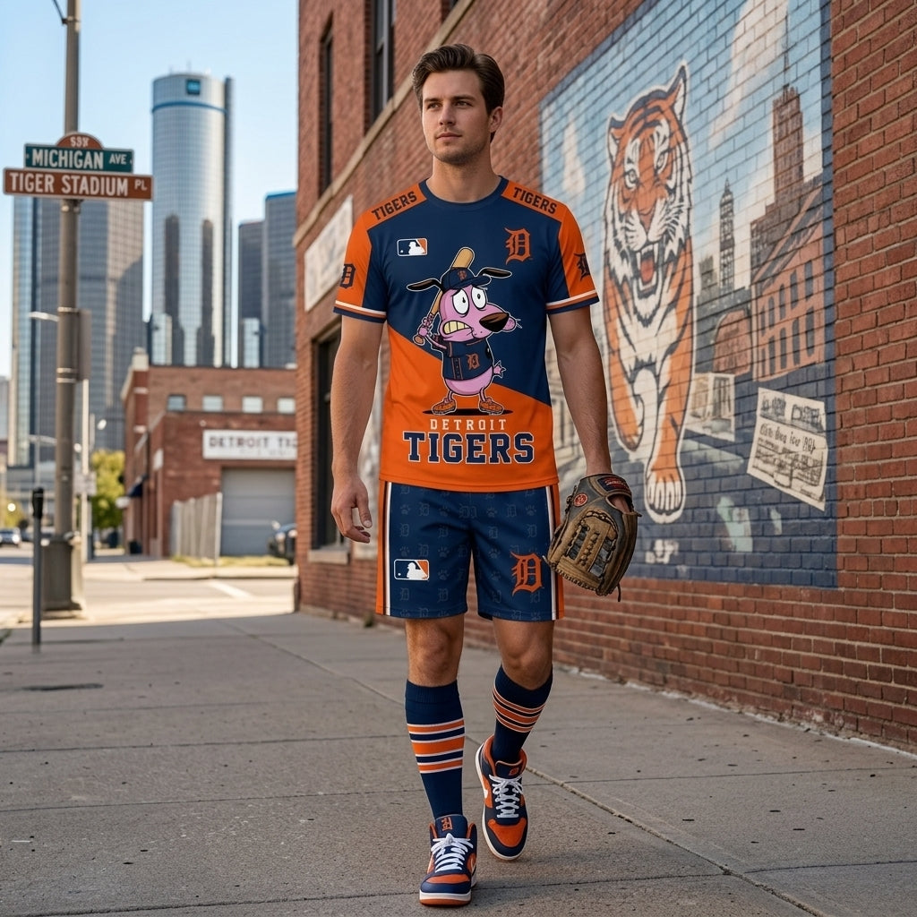 Sport Fan Set T-Shirt + Shorts, Cartoon Dog Baseball Inspired Outfit | All 30 Teams Available