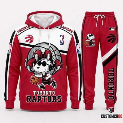 Snoopy NBA 30-Team Crossover Edition Tracksuit Set - Hoodie & Jogger Pants - Toronto Raptors