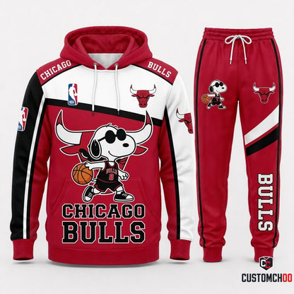 Snoopy NBA 30-Team Crossover Edition Tracksuit Set - Hoodie & Jogger Pants - Chicago Bulls