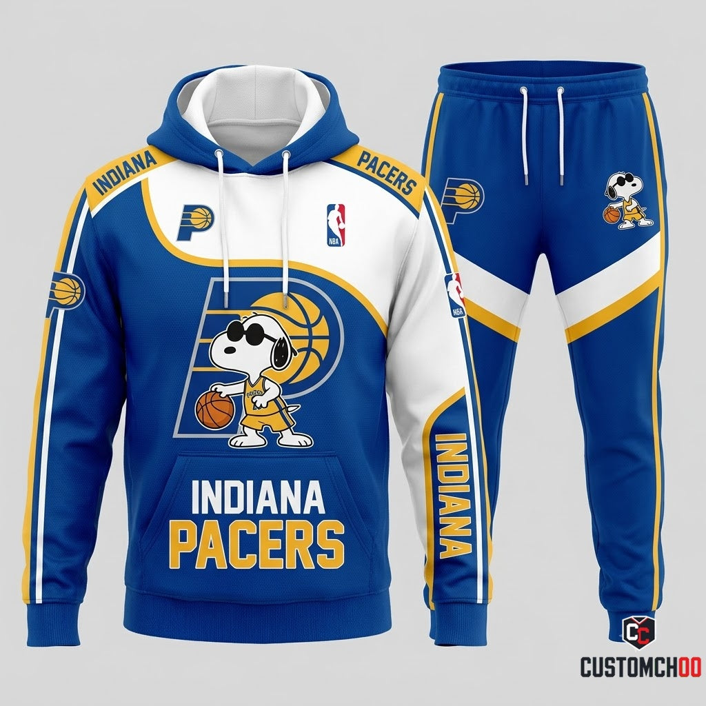Snoopy NBA 30-Team Crossover Edition Tracksuit Set - Hoodie & Jogger Pants - Indiana Pacers