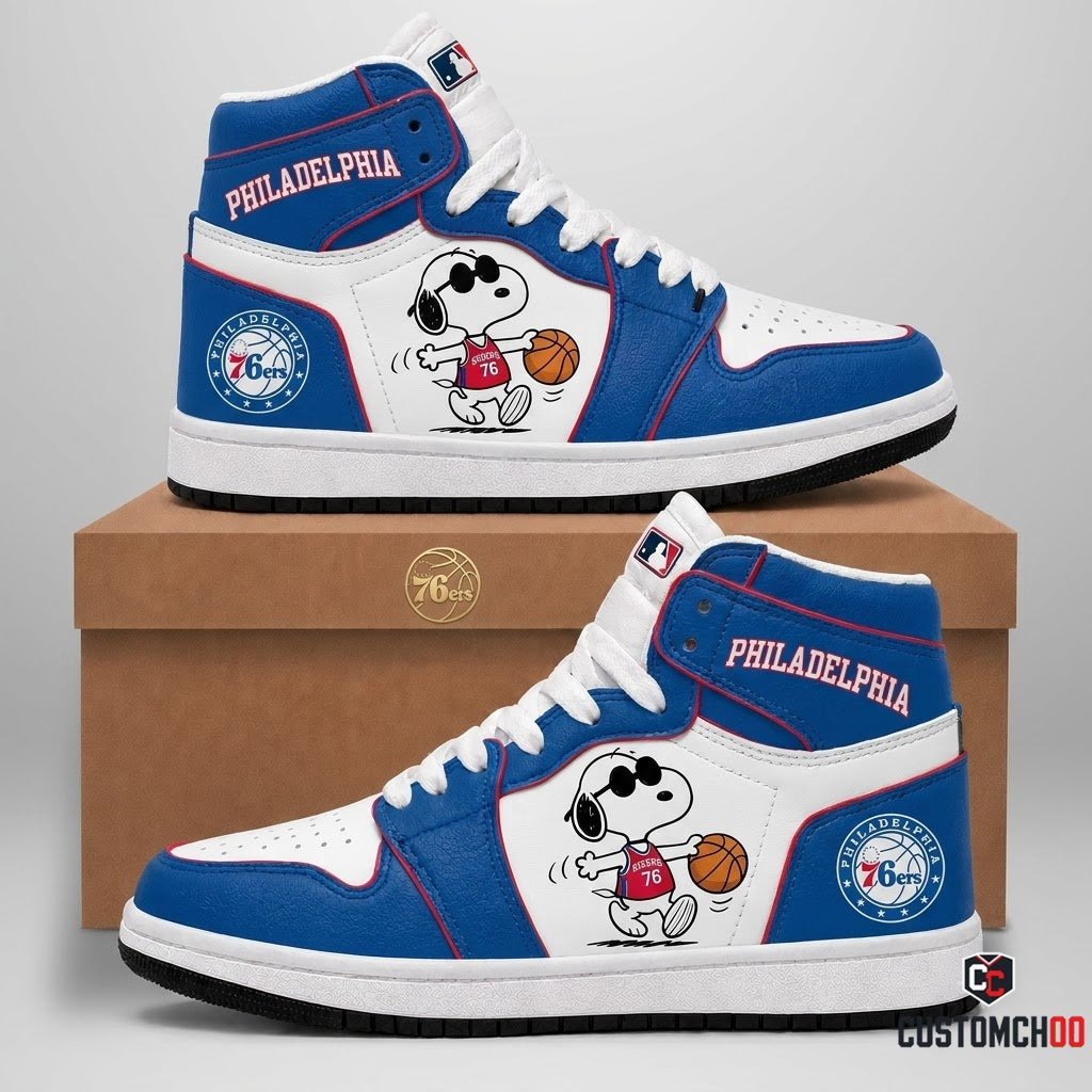 Snoopy NBA 30-Team Crossover Edition Canvas High Top Sneakers - Philadelphia 76ers