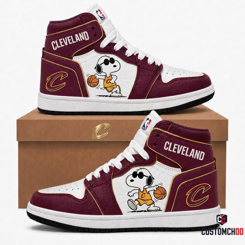 Snoopy NBA 30-Team Crossover Edition Canvas High Top Sneakers - Cleveland Cavaliers