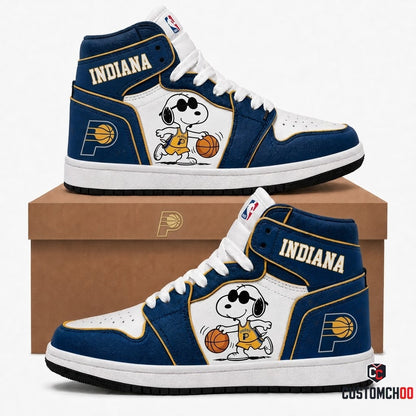 Snoopy NBA 30-Team Crossover Edition Canvas High Top Sneakers - Indiana Pacers
