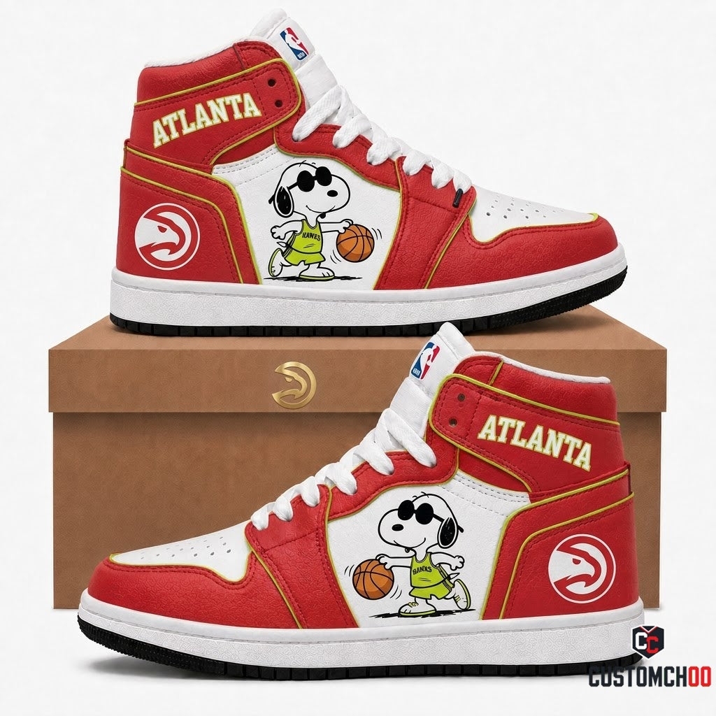Snoopy NBA 30-Team Crossover Edition Canvas High Top Sneakers - Atlanta Hawks