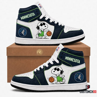Snoopy NBA 30-Team Crossover Edition Canvas High Top Sneakers - Minnesota Timberwolves